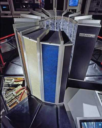 CRAY-1, an early example of a class of computers called "supercomputers."